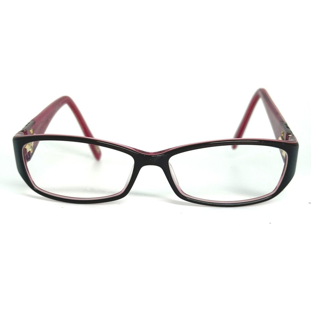 Rosella Ruby Eyeglasses Frames 53-15-135 Burgundy Floral‎ Temple Detail 22294